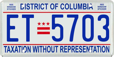 DC license plate ET5703