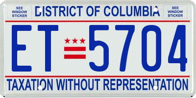 DC license plate ET5704