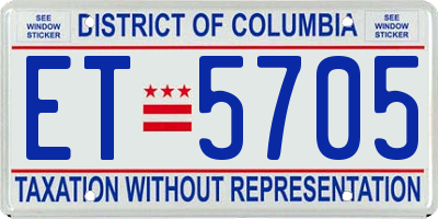 DC license plate ET5705