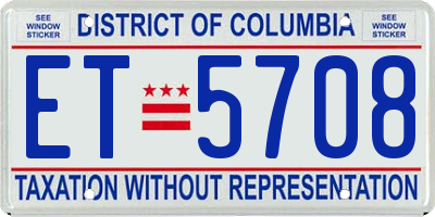 DC license plate ET5708