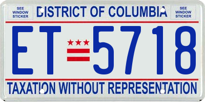 DC license plate ET5718