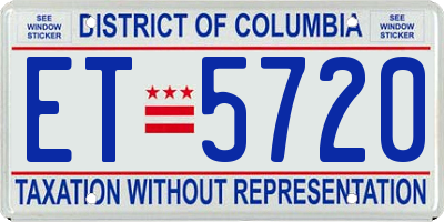 DC license plate ET5720