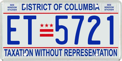 DC license plate ET5721