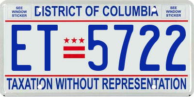 DC license plate ET5722