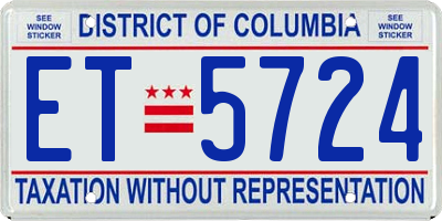 DC license plate ET5724