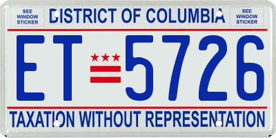 DC license plate ET5726