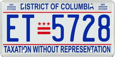 DC license plate ET5728