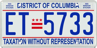 DC license plate ET5733