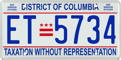 DC license plate ET5734