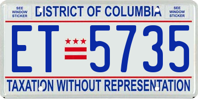 DC license plate ET5735