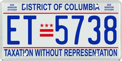 DC license plate ET5738