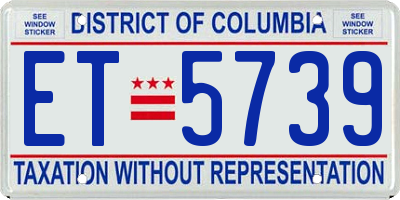 DC license plate ET5739