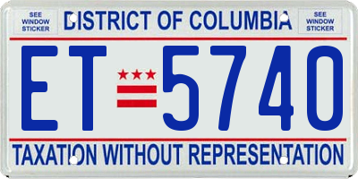 DC license plate ET5740