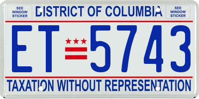 DC license plate ET5743