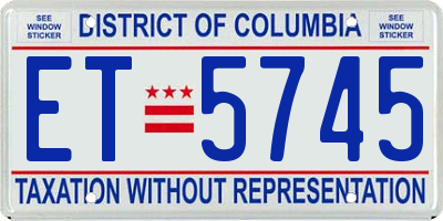 DC license plate ET5745