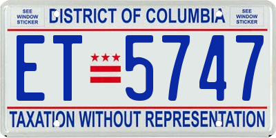 DC license plate ET5747