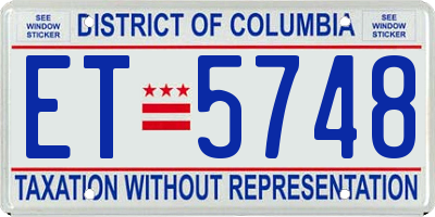DC license plate ET5748
