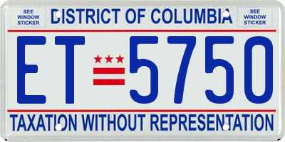 DC license plate ET5750