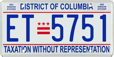 DC license plate ET5751