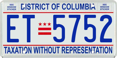 DC license plate ET5752