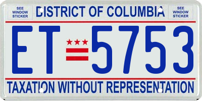 DC license plate ET5753