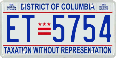 DC license plate ET5754