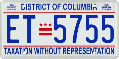 DC license plate ET5755