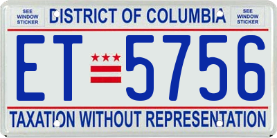 DC license plate ET5756