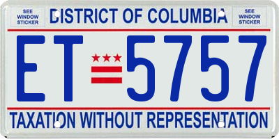 DC license plate ET5757