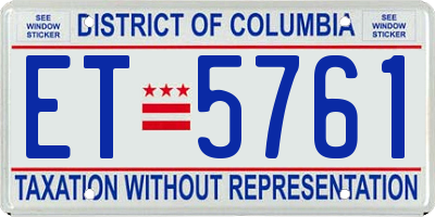 DC license plate ET5761
