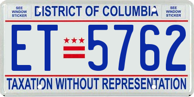 DC license plate ET5762