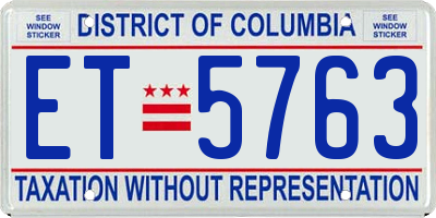 DC license plate ET5763