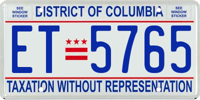 DC license plate ET5765