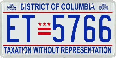 DC license plate ET5766