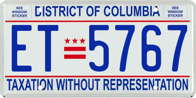 DC license plate ET5767