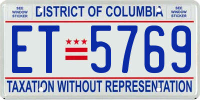DC license plate ET5769