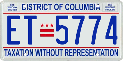 DC license plate ET5774