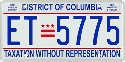 DC license plate ET5775