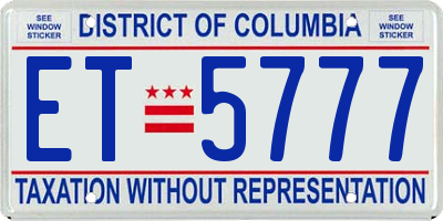 DC license plate ET5777
