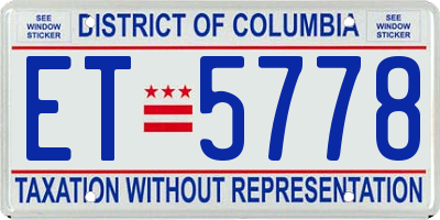 DC license plate ET5778
