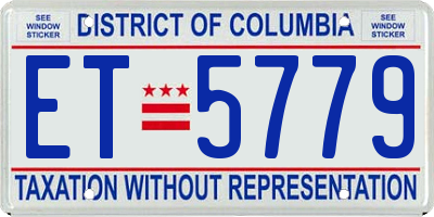DC license plate ET5779