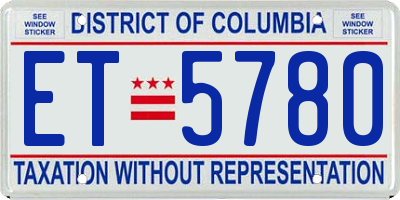 DC license plate ET5780