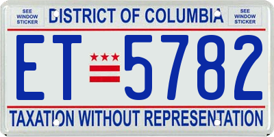 DC license plate ET5782