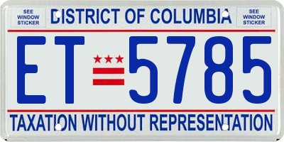 DC license plate ET5785