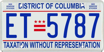 DC license plate ET5787