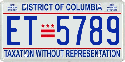 DC license plate ET5789
