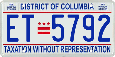 DC license plate ET5792
