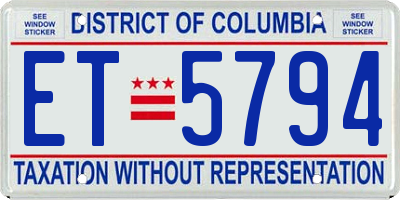 DC license plate ET5794
