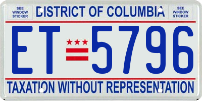 DC license plate ET5796