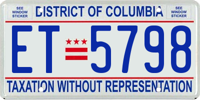 DC license plate ET5798